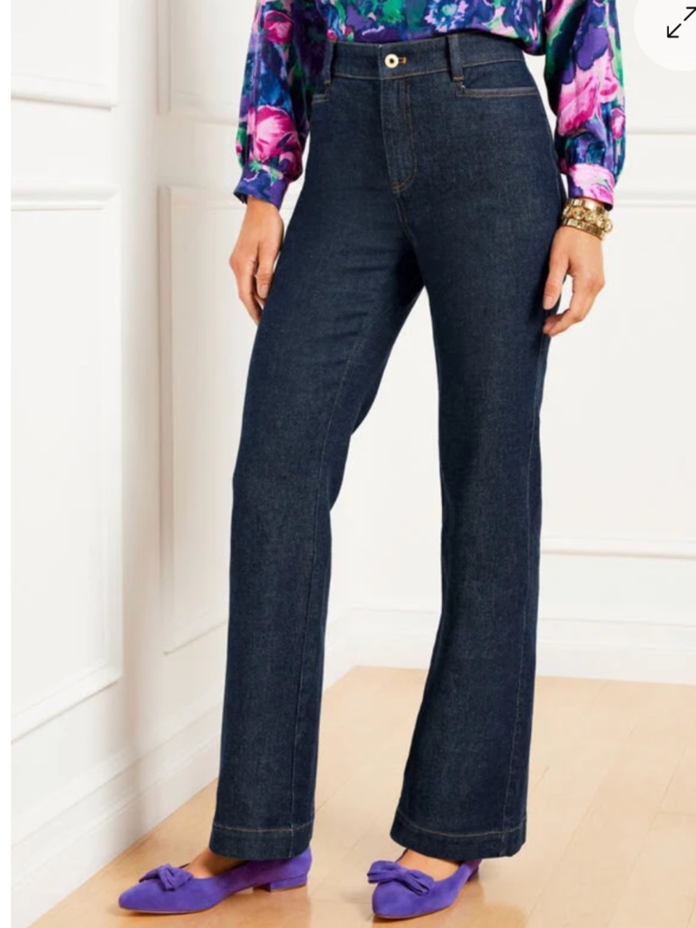 Talbots Flare Leg High Waist Jeans Daphne Wash Size 4 Classic Casual Stretch